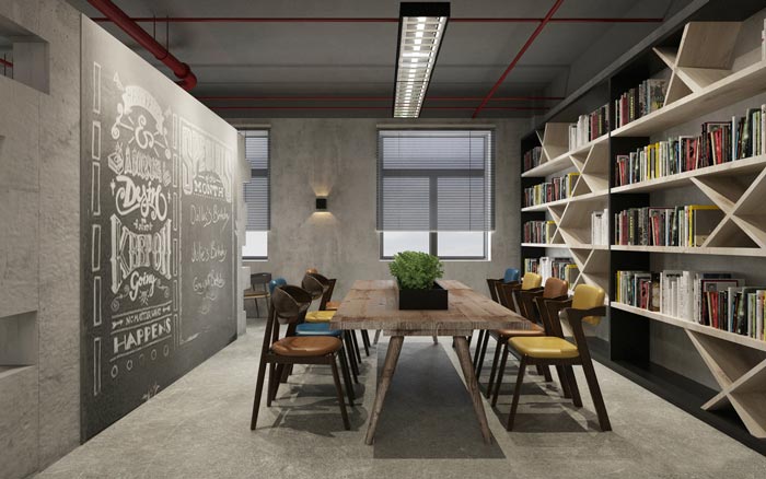 工業風辦公室閱讀室設計效果圖