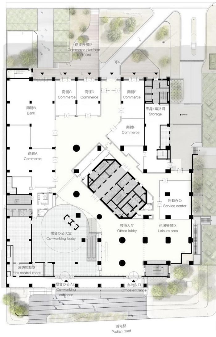 上海寶鋼辦公樓設計總平面圖